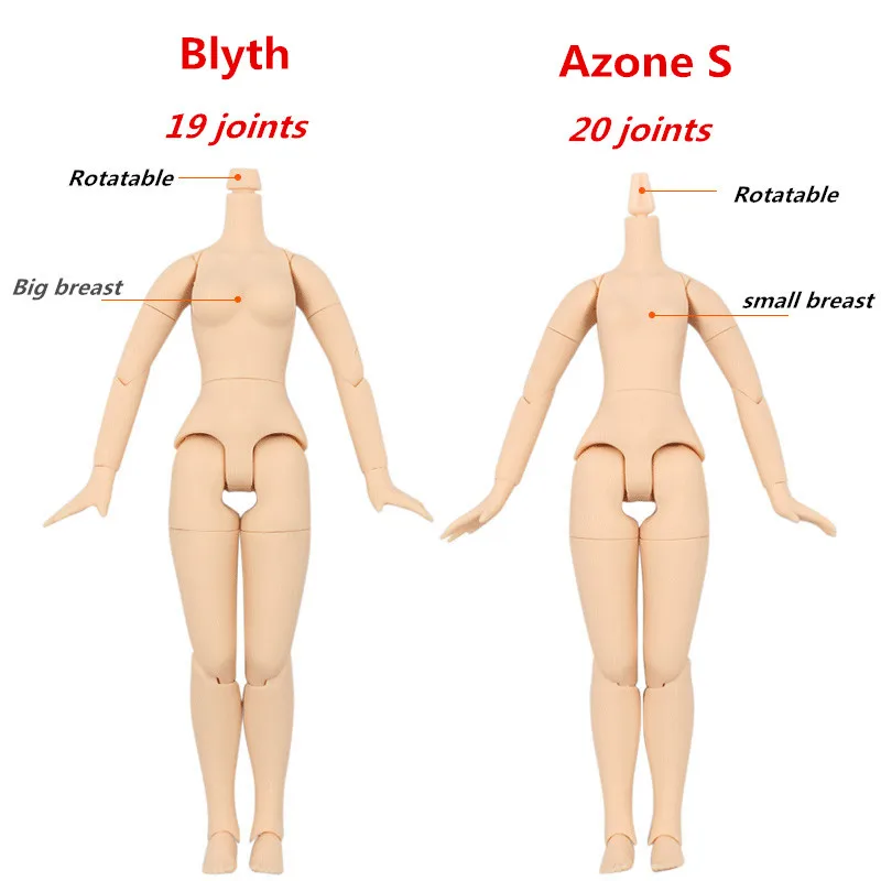 Blyth 19 Объединенный Корпус Маленькая грудь и большая грудь Сделай Сам белый натуральный загар черный 5 цветов кожа высокого качества Игрушки для девочек для детей
