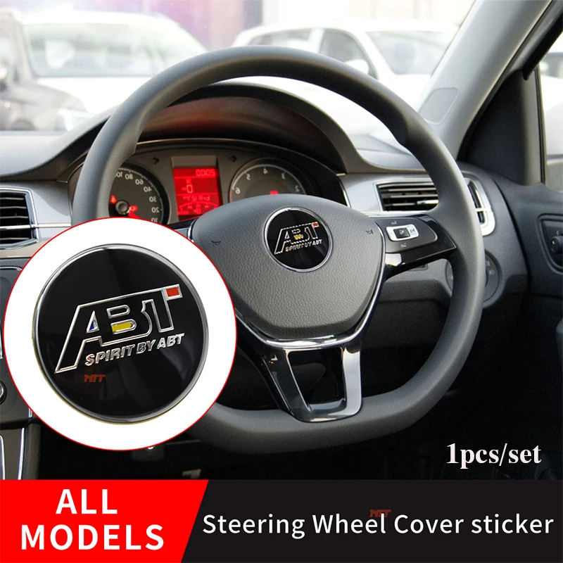 

1PCS 3D Emblem Car Badge 45mm ABT Label Car Steering Wheel Sticker For Golf Passat Polo Tiguan CC TT B6 B7 Logo