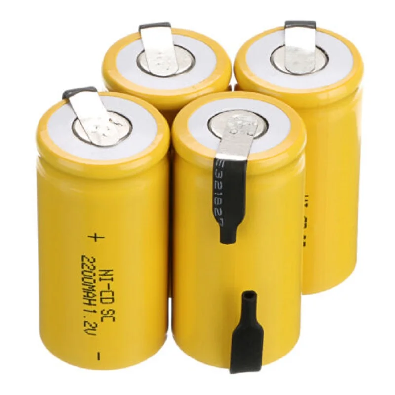 

Yellow Color 4Pcs 2200mAh 1.2V NI-CD Sub C SC Rechargeable Battery