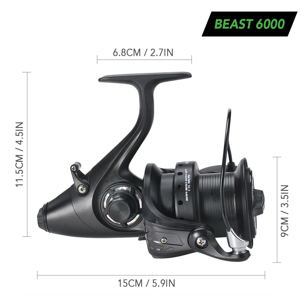 Spinning Reel with Front and Rear Double Drag 12+1 BB Carp Fishing Left Right Interchangeable for Saltwater Freshwater | Спорт и
