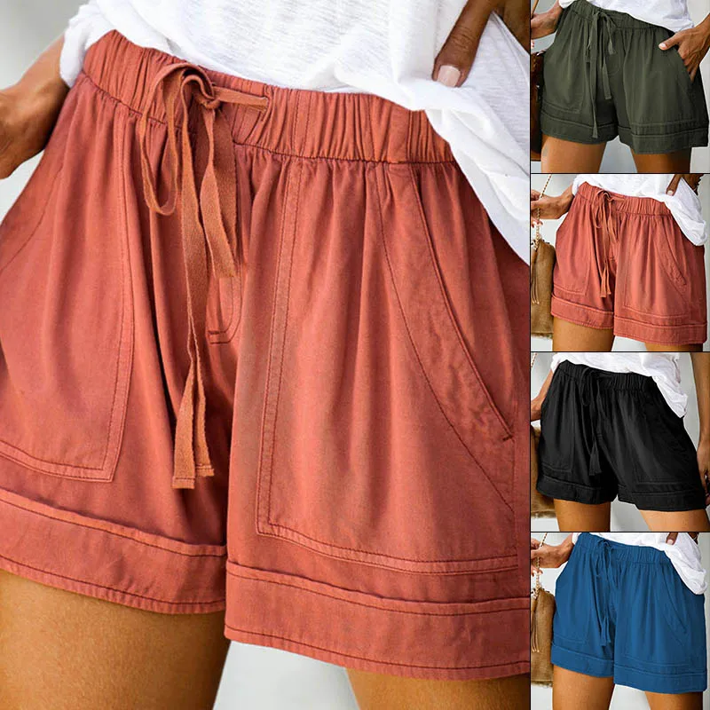 

S-5XL Plus Size Women Short Pants 2020 Summer Casual Elastic Waist Bandage Floral Camouflage Leopard Print Loose Shorts Female