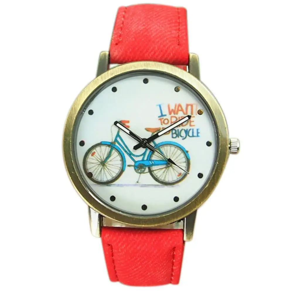 

Women clock Casual Bike Pattern Round Dial Fabric Strap Quartz Analog Wrist Watch orologio donna Ladies Dress Watches Gift Luxur