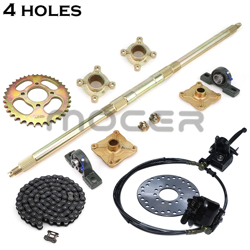 610mm 650mm 710mm 740mm M8*4 Heavy Wheel Hub Rear Axle Assy With 428# 37T Sprocket 160mm Disc Brake With 140L chain Parts