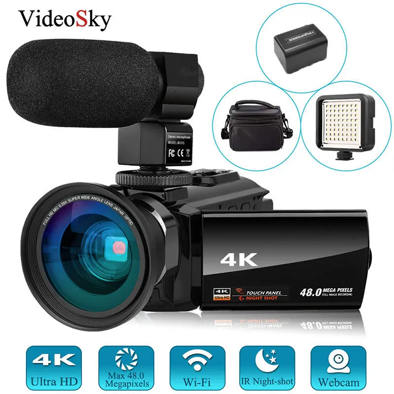 Видеокамера 4K 48MP Wi-Fi YouTube камера ночного видения блога 16X цифровая Vlog видеокамера |