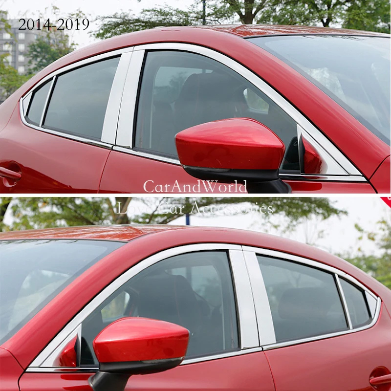 

Для Mazda3 Mazda 3 Axela 2014-2022 нержавеющая сталь Автомобильный Центр окно столбик B/C корпус столбик Обложка отделка наклейка аксессуары