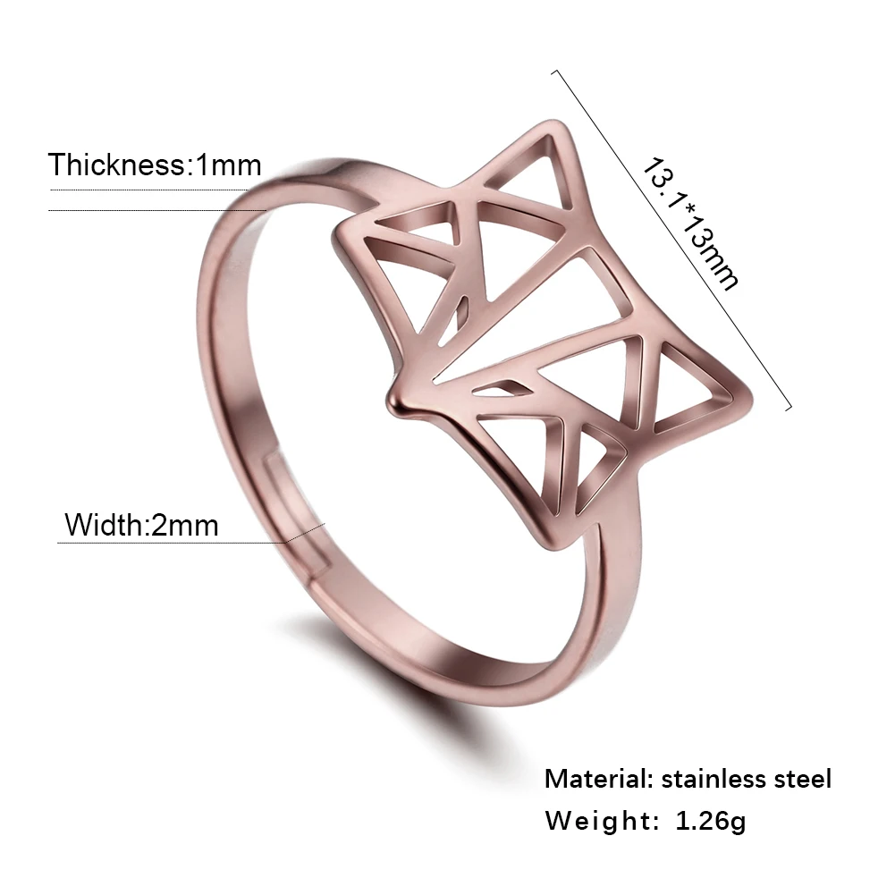 

COOLTIME Golden Rings for Women Fox Stainless Steel Cute Animal Rose Finger Rings Wedding Gifts for Women Jewelry Vintage
