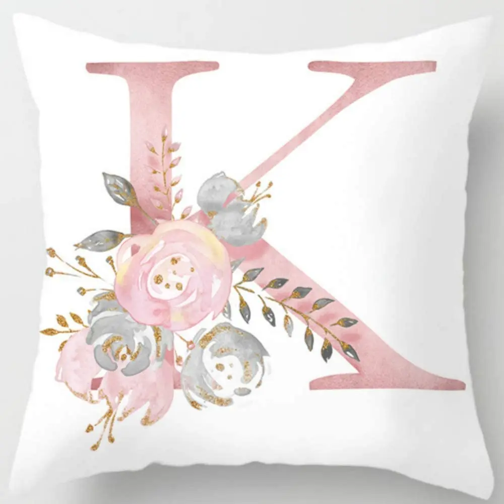 

Pillowcase decoration ABC letter flower cushion cover square pillow protective cover suitable for sofa bedroom home decoration K