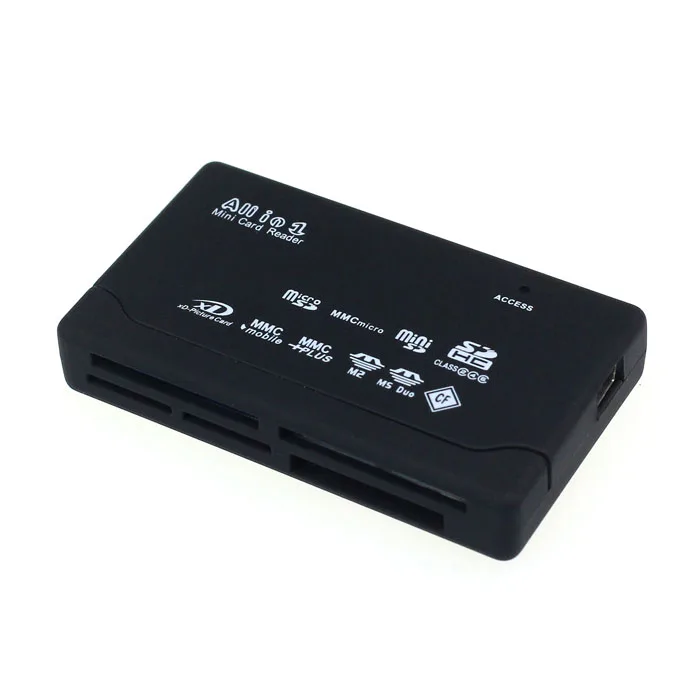 

USB Multi-Function Card Reader Black USB 2.0 Card Reader for SD MS CF SDHC TF Micro SD M2 All In One Adapter Card Reader