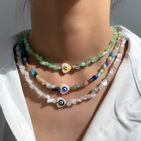 colored evil eye heart beaded necklace irregular acrylic crystal transparent bead strand choker collar statement necklaces 2021