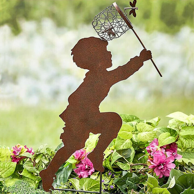 

Cute Silhouette Garden Yard Decor Mother's Day Gift Hand Metal Sculpture Outdoor Decoration