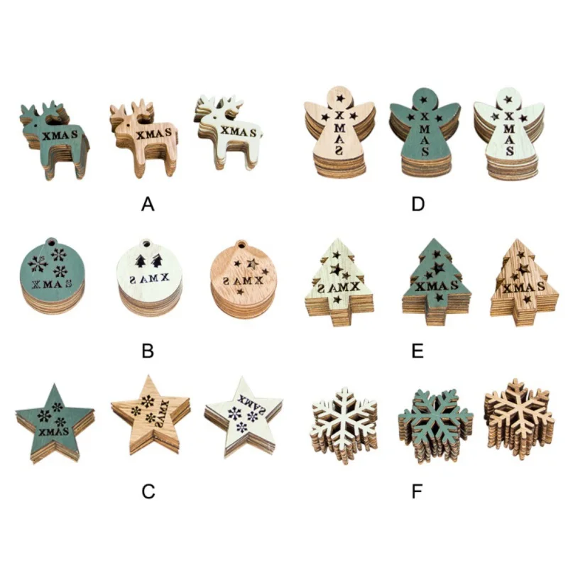 Christmas Ornaments Chritsmas Tree Decoration Color Painted Wood Cutout Signs DIY Kit Holiday Party Decor Supplies | Дом и сад