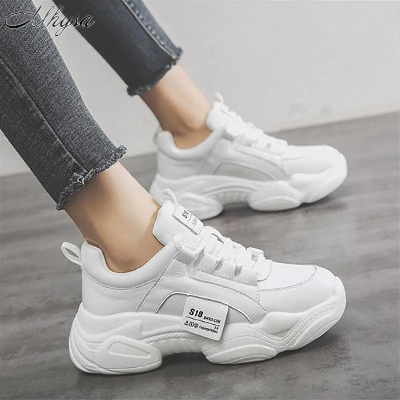 Женские кожаные кроссовки Mhysa Белые Повседневные из искусственной кожи на