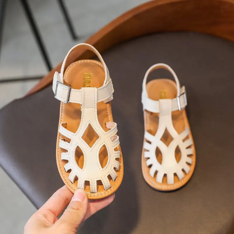 

Hollow Fashion Girls Anti-collision Roman Shoes Velcro 3-18 Years Old Kids Sandals High Quality T21N04LS-64