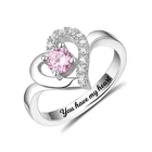 Xiaojing 100% 925 пробы Серебряное персонализированное классическое кольцо в форме сердца с гравировкой Кольцо по месяцу рождения подарок на день матери Бесплатная доставка