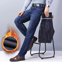thoshine brand winter men jeans thick fleece heavyweight male thermal warm trousers denim pants elastic straight fit