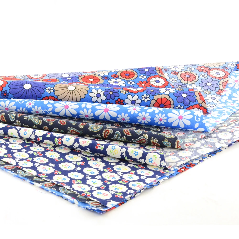 2014 NEWEST 45CMx50CM 4 Designs pretty blue floral poplin fabric cotton fat quarter tilda tecido for clothing patchwork quilting