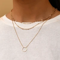 ywzixln 2021 trend elegant jewelry geometry circle pendant necklace golden color unquie women fashion necklace wholesale n0238