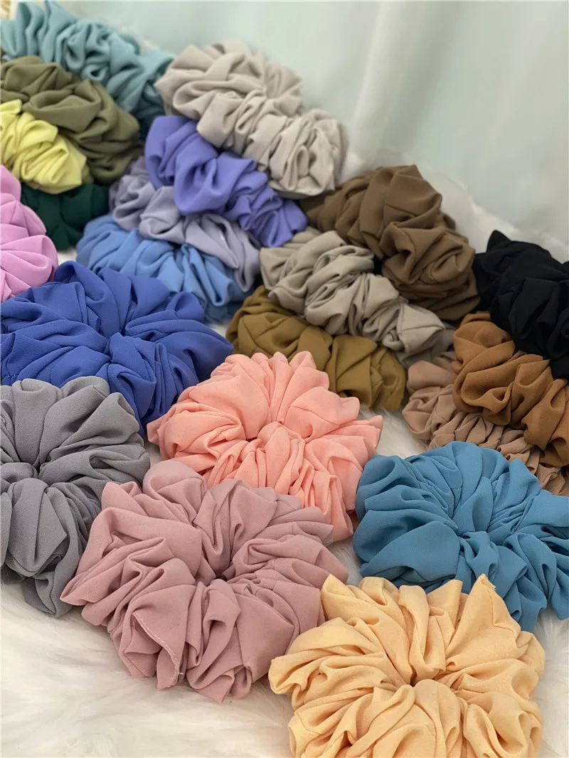 

Malaysian Bunch Hair Tie For Muslim Women Chiffon Rubber Band Beautiful Hijab Volumizing Scrunchie Large Head Scarf Accessories