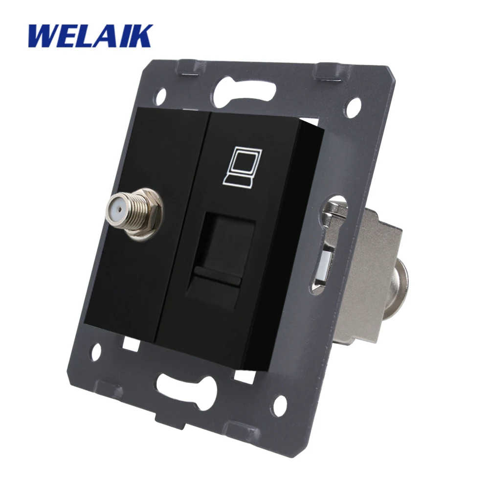 WELAIK стандарт ЕС Gigabit CAT6A супер экранированный компьютер RJ45 розетка + спутниковая
