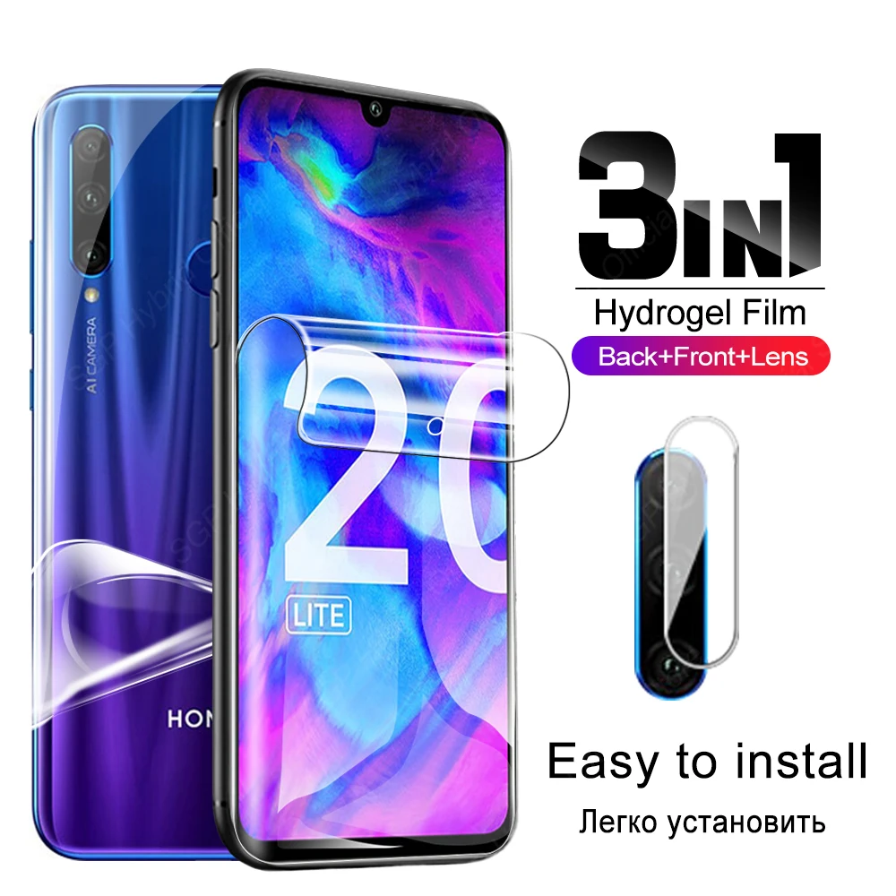 

Гидрогелевая пленка для экрана 3 в 1 для Honor 20 Lite, 20S, Honor20 Pro, защитная пленка на заднюю панель Xonor 20 lite, 20 Pro, 20s, защита объектива камеры