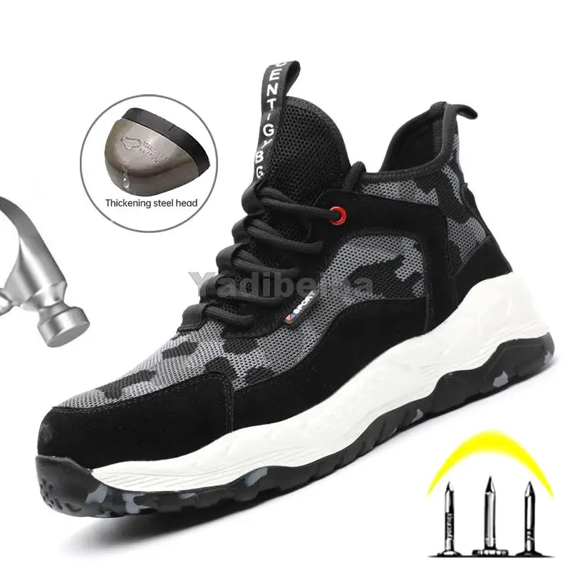 

Safety Boots Men Steel Toe Work Shoes Work Sneakers Fashion Men Boots Puncture-Proof Work Boots Indestructible Safety Shoes 2021
