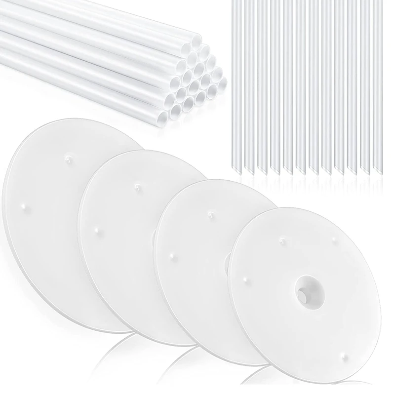 

HOT SALE 36 Pieces Plastic Cake Dowel Rods Set 20 Pieces White Cake Sticks Support Rod And 4 Pieces Cake Separator Plates