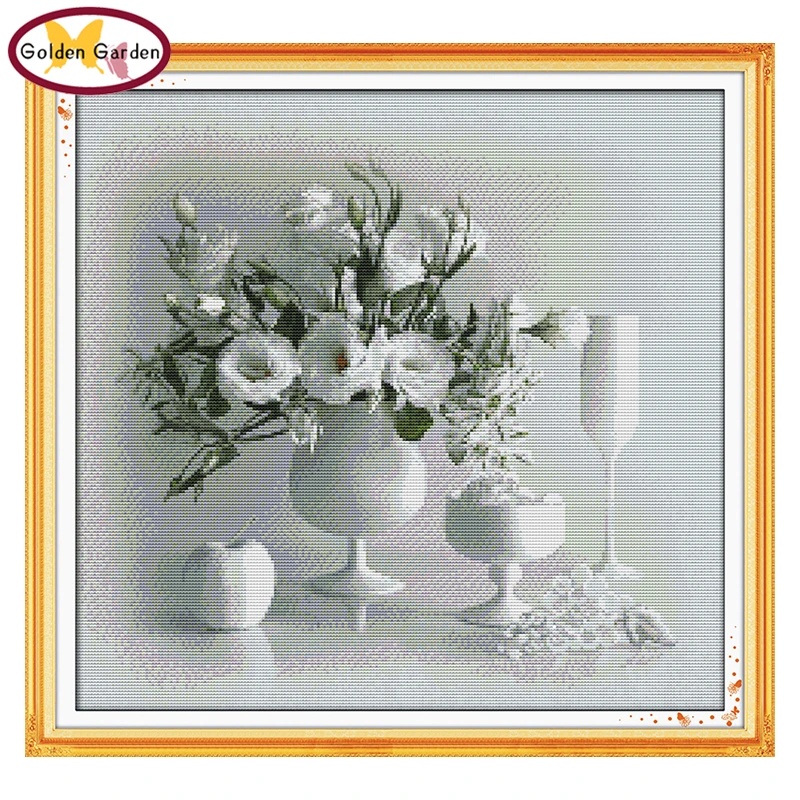 GG белая ваза узор Счетный вышивка крестом набор для рукоделия комплект 11CT14CT DIY