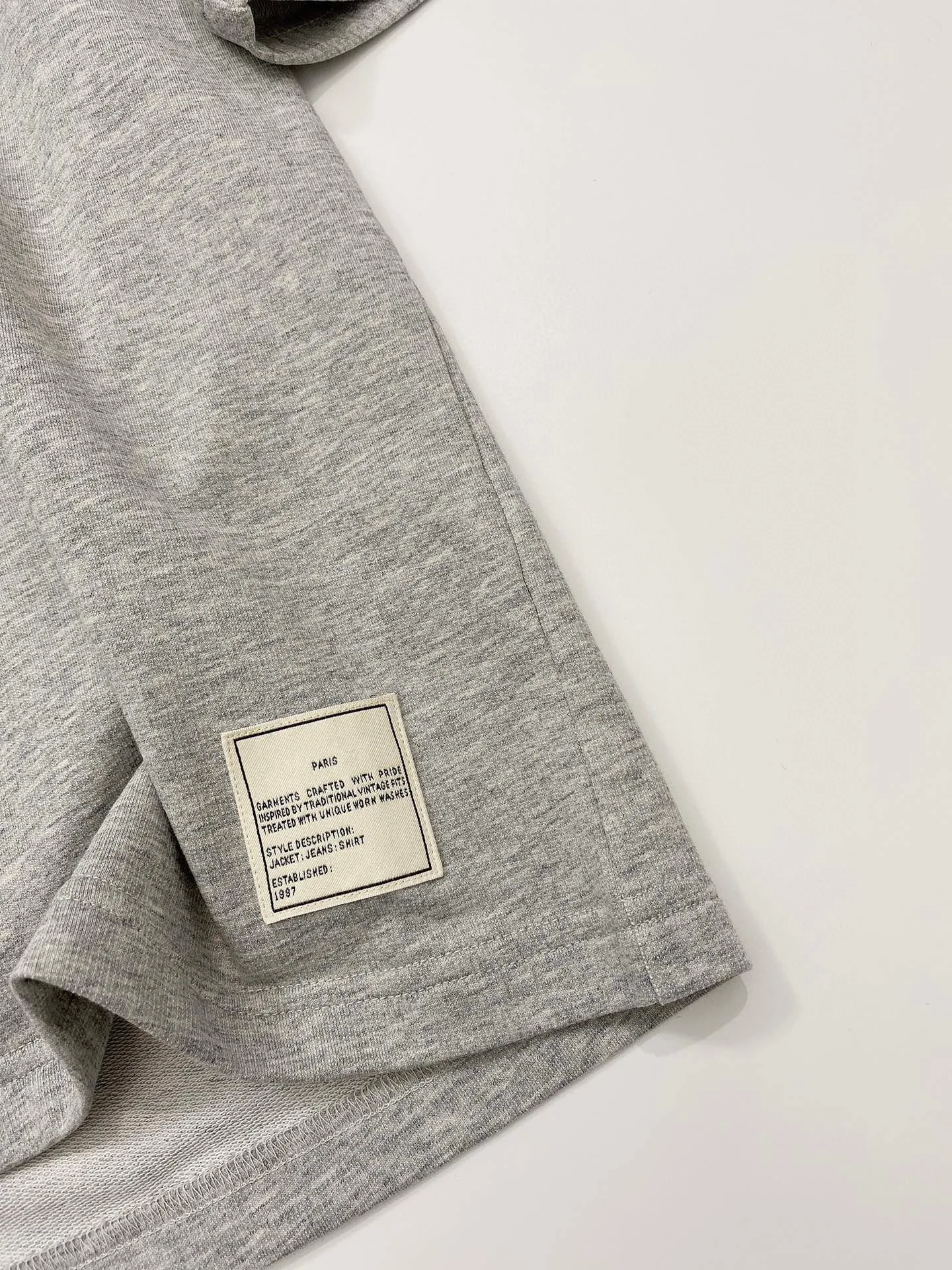 

Letter Printed Bright Diamond Beaded Cotton Grey Top Round Neck T-shirt