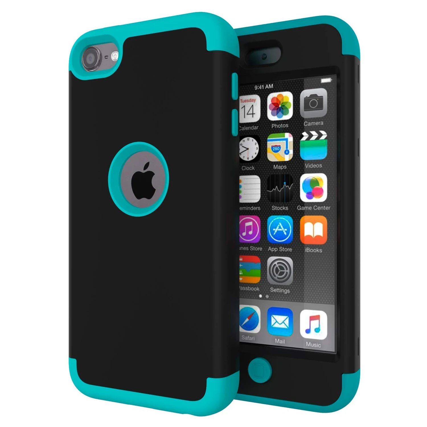 Case for iPod Touch 7 Touch 6 High Impact Heavy Duty Shockproof Full-Body Protective Case with Dual Layer Hard PC+ Silicone
