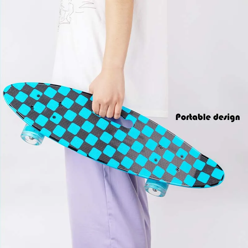 Анти скольжения двухствольный ручной Портативный скейтборд 60*17 см крейсера рыбы