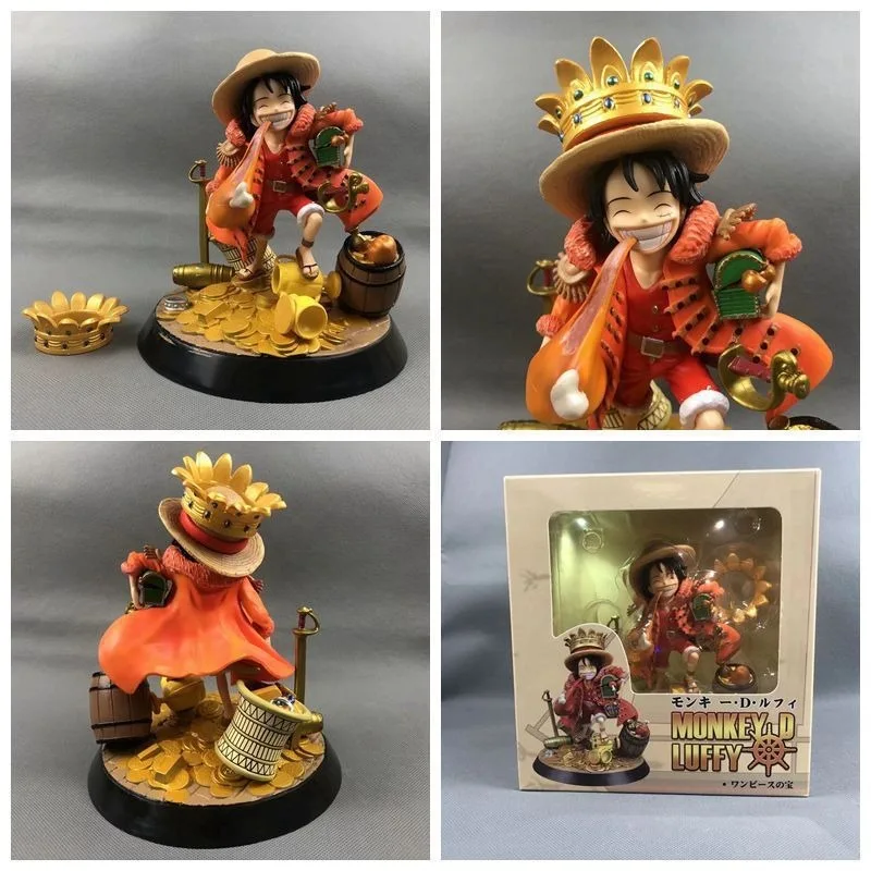 

One Piece Straw Hat Pirate Group Captain Treasure Luffy Eating Chicken Legs Boxed Figure Decoration 18cm Anime Figures Model