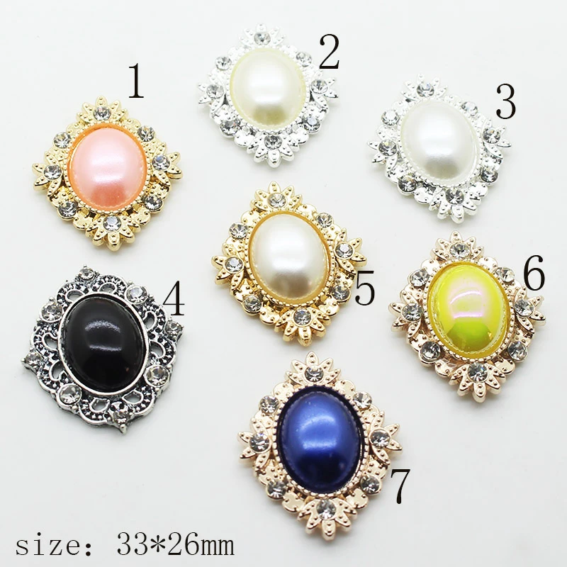 

Gorgeous Alloy Rhinestone Buttons 10Pcs / Lot33 * 26MM Wedding Decoration Embellishment DIY Clothing Sewing Accessories