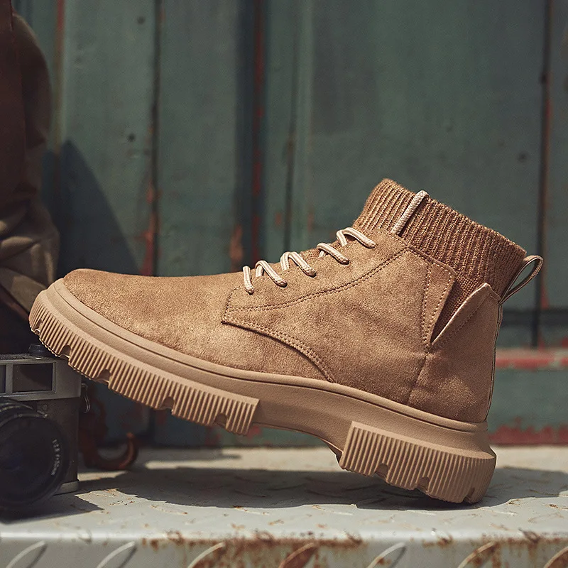 Новинка сезон осень зима Мужская обувь кожаная мужская высокие кроссовки зимние