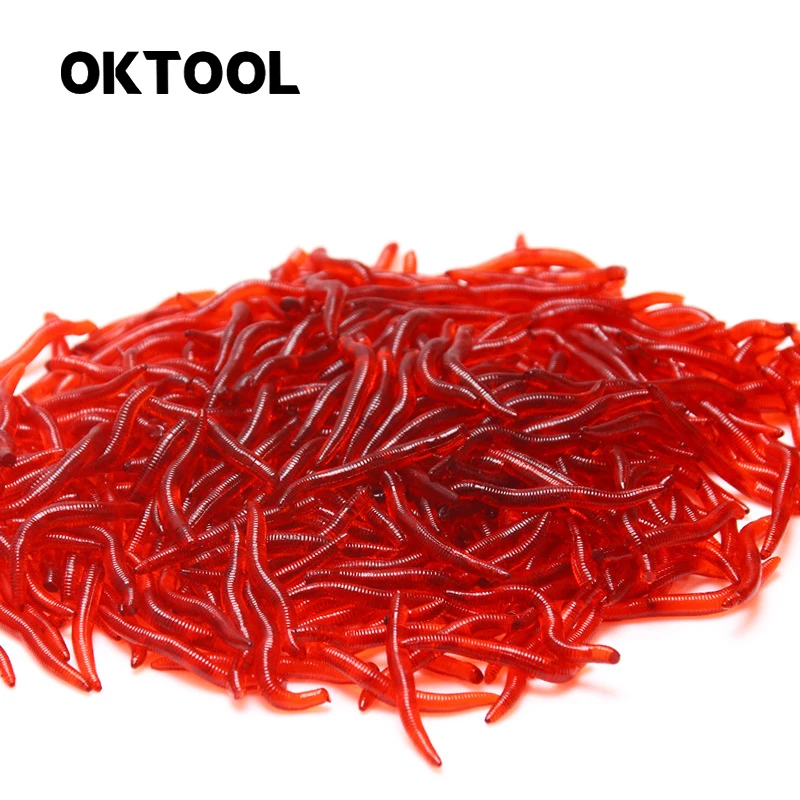 

10pcs-100pcs Lifelike Red Worm Soft Lure 35mm 50mm Earthworm Fishing Silicone Artificial Bait Fishy Smell Shrimp Additive Carp