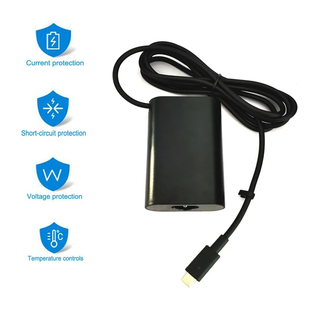 

Зарядное устройство USB C 45 Вт для ноутбука, адаптер питания переменного тока подходит для Dell XPS 12 9250, 13 9350, Latitude 7370 5285 5179 5290 7285
