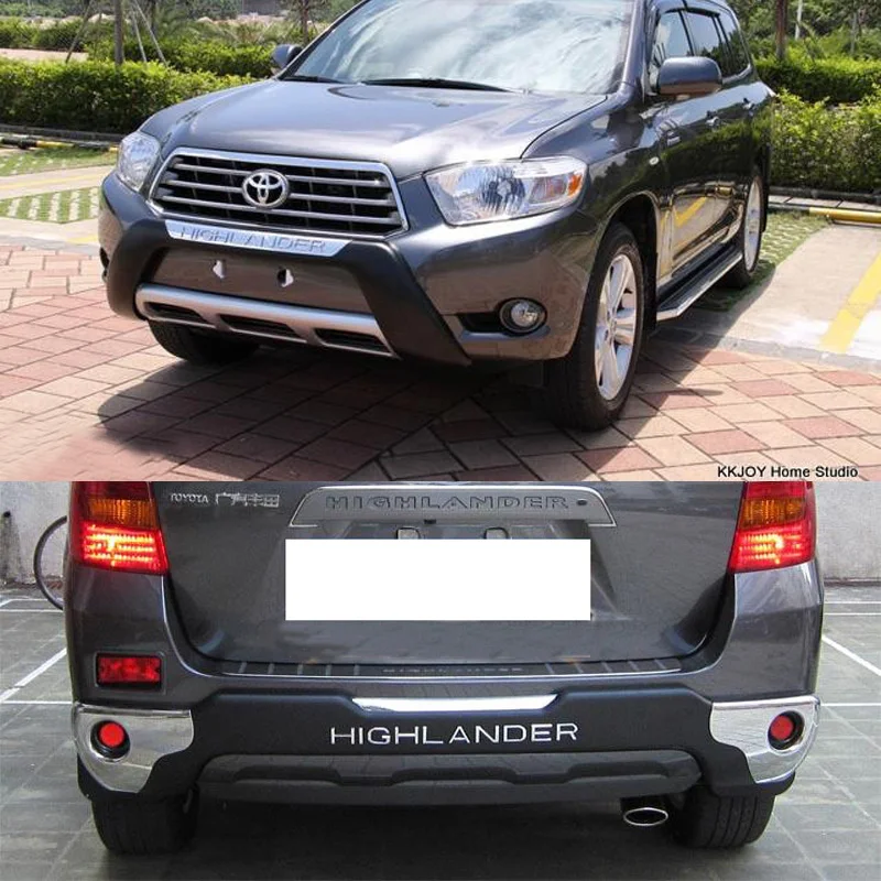 Full Set Автомобильный Стайлинг для 2008-2010 Toyota Highlander Передний+ задний бампер защитная пластина АБС пластик - Цвет: Full Set