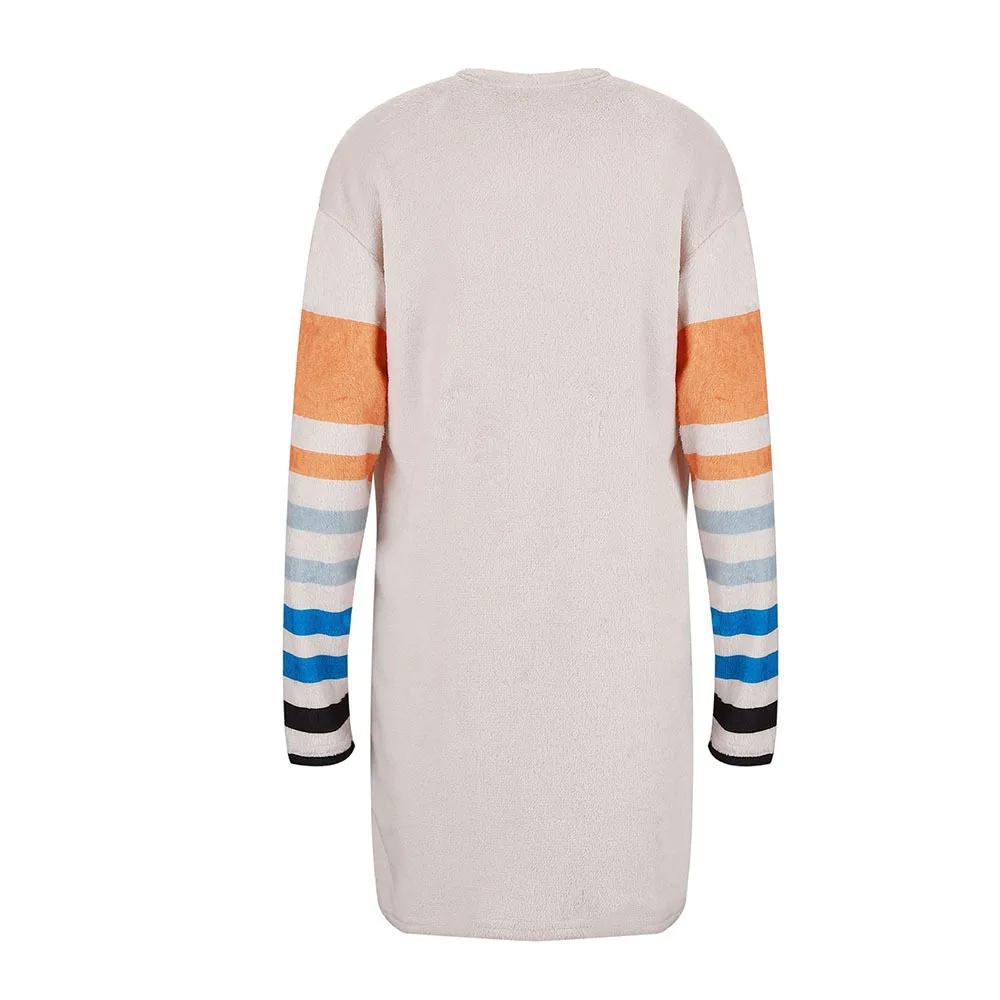 

FY Women Colorful Striped Long Sleeve Flannel Cardigan Open Front Casual Sweater Coats