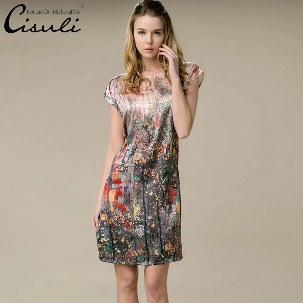 100% шелковое прямое платье натуральный чистый шелк женское летнее Новое атласное