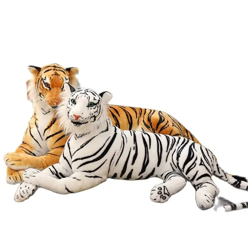 30-110cm Lifelike Tiger Plush Toy Stuffed Wild Force Forest Animals Simulation White Tiger Jaguar Doll Kid Birthday Gift for Boy