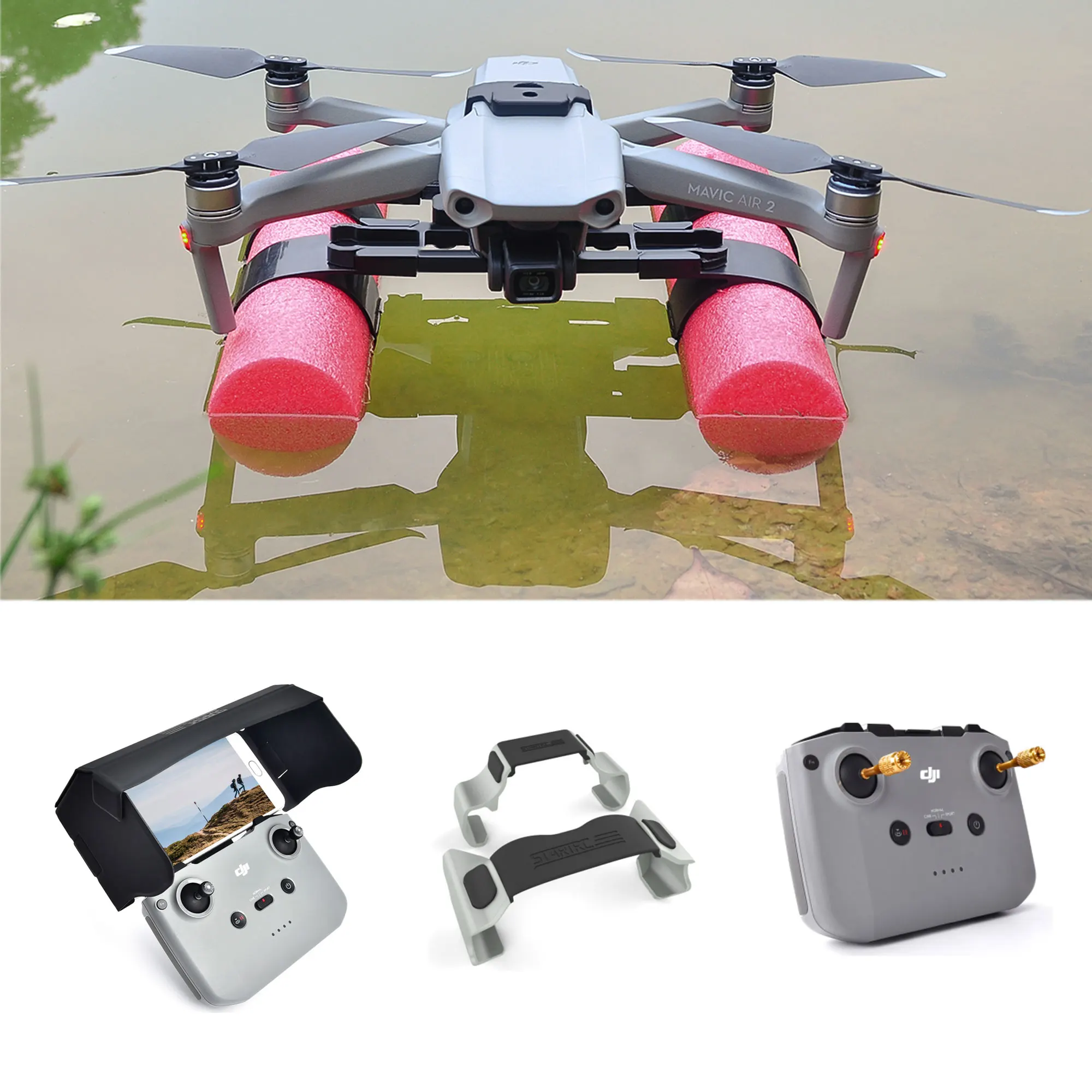 

For Mavic Air 2 Accessories Water Landing Gear Damping Landing Legs Buoyancy Stick Floating Training Kit for DJI Air 2S Sun Hood