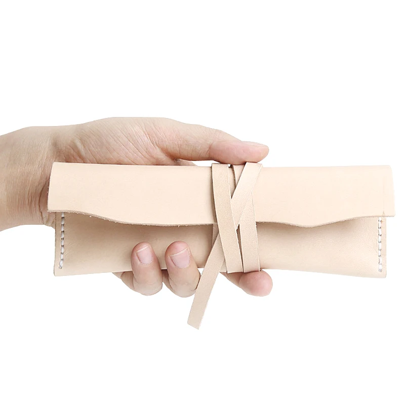 Свертывающаяся Карандаш чехол из натуральной кожи с карманами ролик ручка Чехол