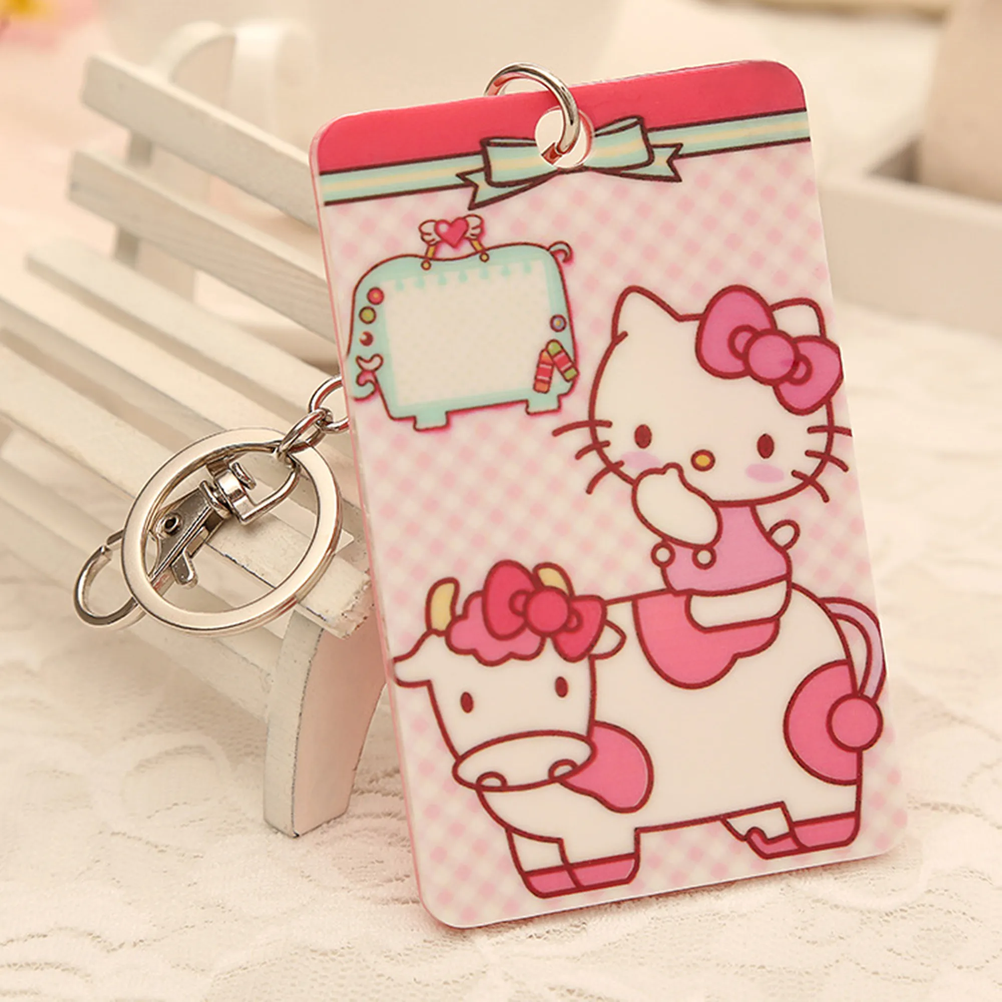 

Hello Kitty ID Credit Bank Card Holder Kawaii Animal Students Bus Card Case Cartoon Cat Keychain Badge Cards Cover Gfits