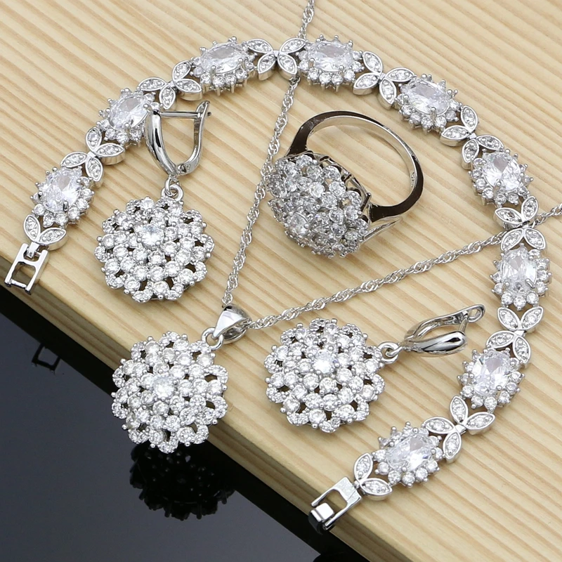 Натуральный кубический цирконий бусины 925 серебро ювелирные наборы свадебные