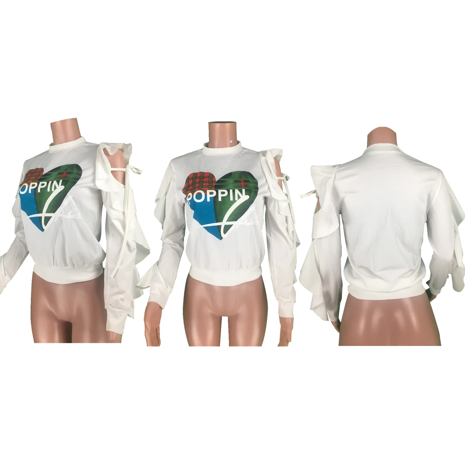 

Ursuper 2021 Popular European and American Fashion Casual Ruffled round Neck Party Top Women's Clothing