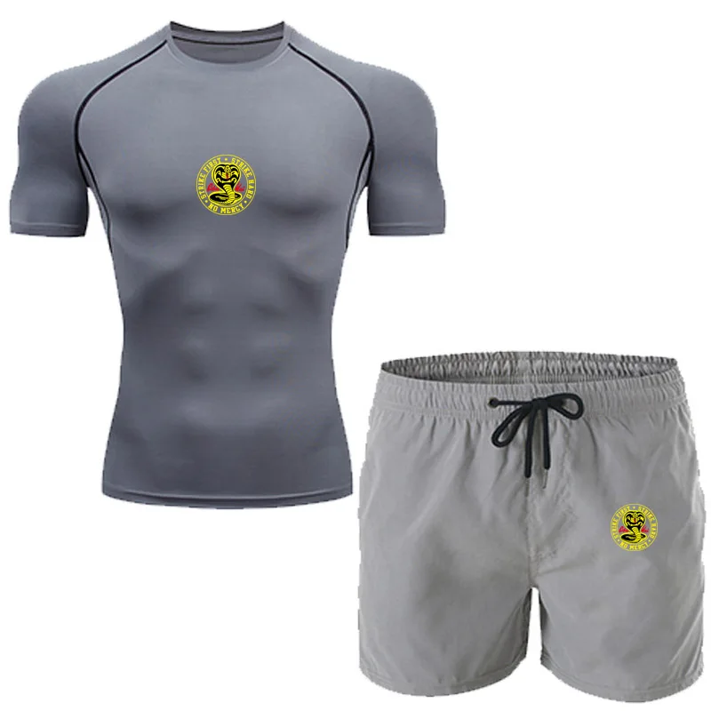 

Spring and summer's latest compressed two-piece sports men's fast dry material running + fitness Beach Sports Shorts MMA jogging