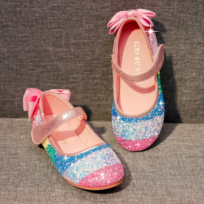 

2020 New Girl's Dress Party Princess Shoes Little Kid Sequins Flower Girl Ballet Flat Shoes for Spring Summer Soft Children Shoe