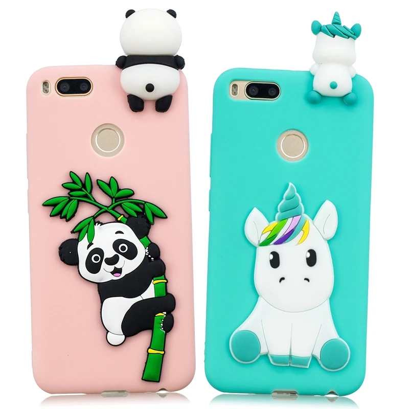 

for Xiaomi Mi A1 Case mi 5x Cover Cute 3D Unicorn Panda Patch Silicone Phone Case on Funda Xiaomi mi a1 Xiomi Case Women Korean