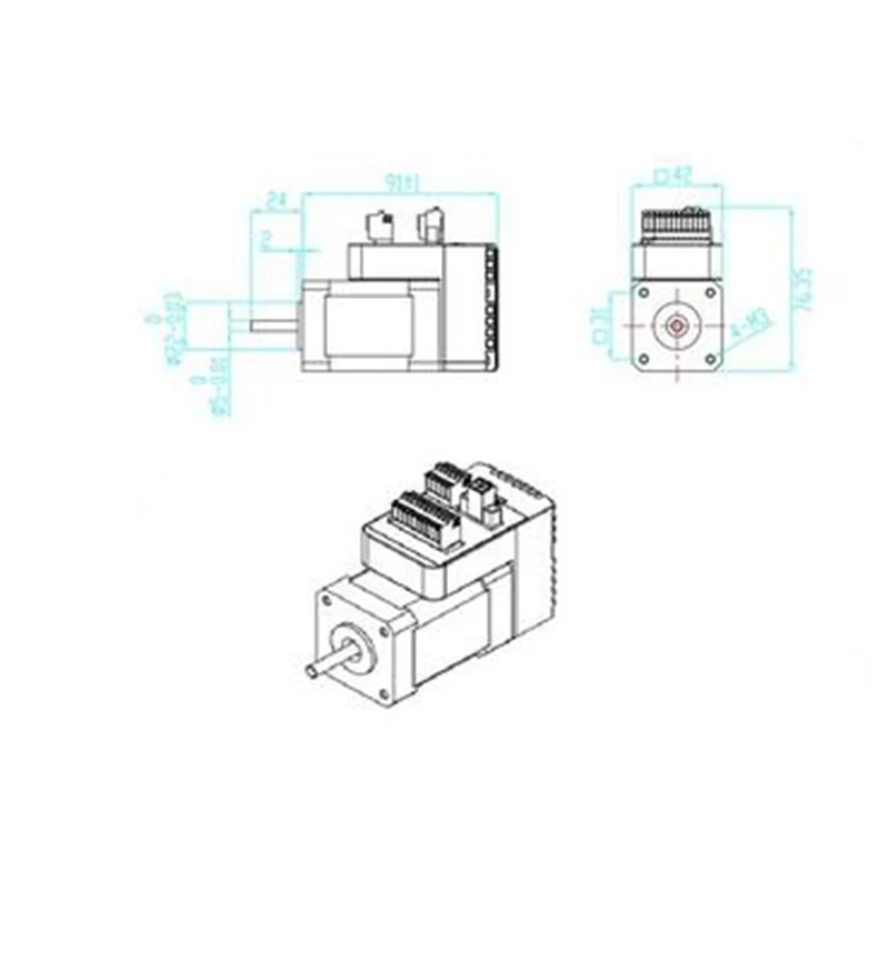 Интегрированный Серводвигатель JMC 52 Вт 24 В NEMA17 4000rpm24v 0 125 N.m iHSV42 40 05 24|Шаговый