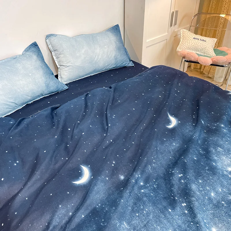 

2021 new aloe cotton four-piece starry sky double bed duvet cover sheet bed cover couple bedding 150 luxury bedspread