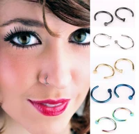 trendy 8mm c shaped fake nose ring hoop septum rings stainless steel nose piercing fake piercing oreja pircing jewelry 7colors